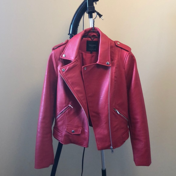 ZARA Red Faux Leather Jacket - Picture 4 of 4
